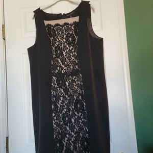 Black Label by Chico's 3 Lace Front Detail Black Dress